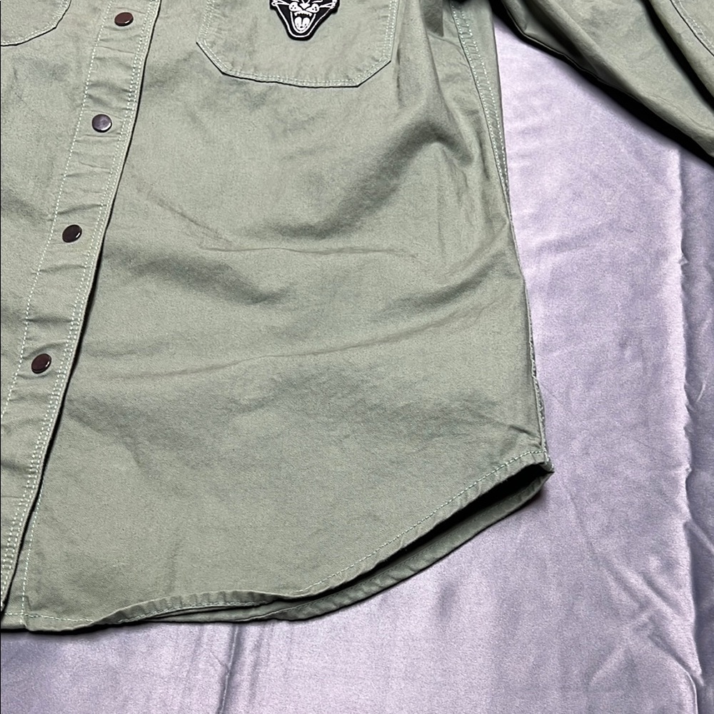 Vans military Green snap Button-Up long sleeve collared Shirt size medium - Picture 7 of 16